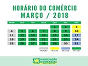 ACISC informa o horário especial do comércio para março