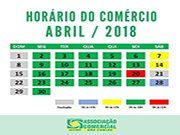 ACISC INFORMA O HORÁRIO ESPECIAL DO COMÉRCIO PARA ABRIL