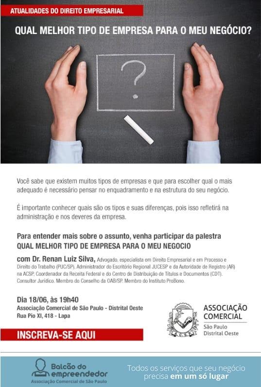 Palestra: Qual melhor tipo de empresa para o meu negócio?