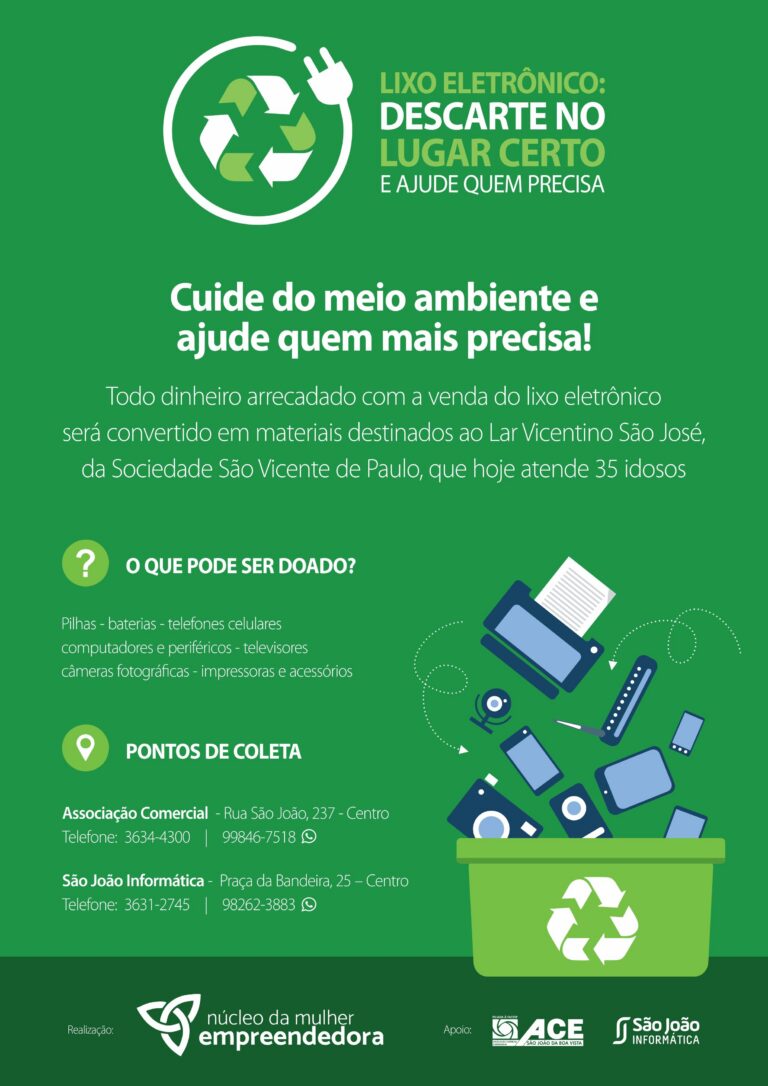 Projeto de coleta de lixo eletrônico arrecada doações para lar de idosos