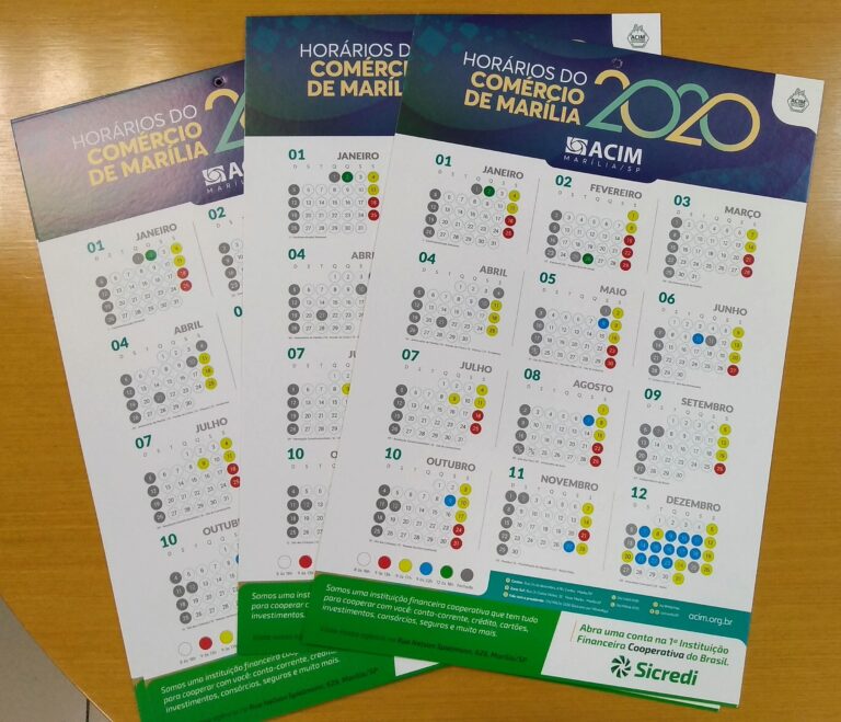 CALENDÁRIO 2020  Associação Comercial faz distribuição gratuita