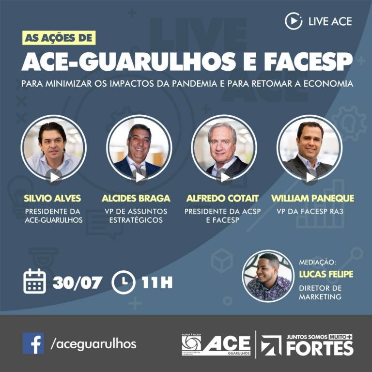 Presidente da Facesp participa de live da ACE-Guarulhos nesta quinta-feira