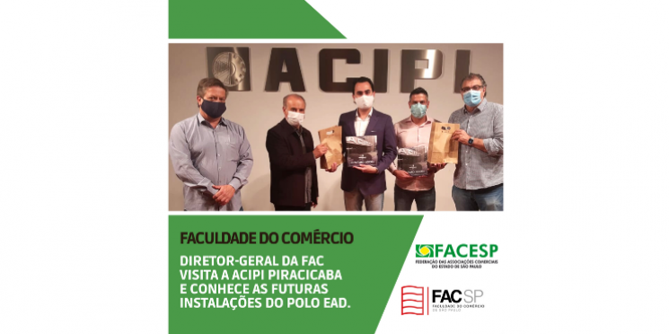 Diretoria da Faculdade do Comércio conhece as futuras instalações do polo EAD na ACIPI Piracicaba